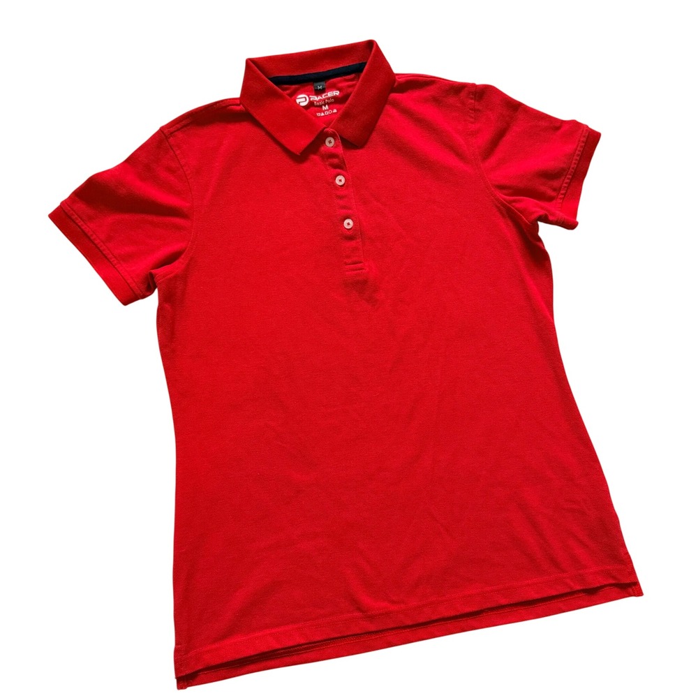 Pacer Basic Polo Shirt Womens Medium Red Short Sleeve Pique Knit Casual Top